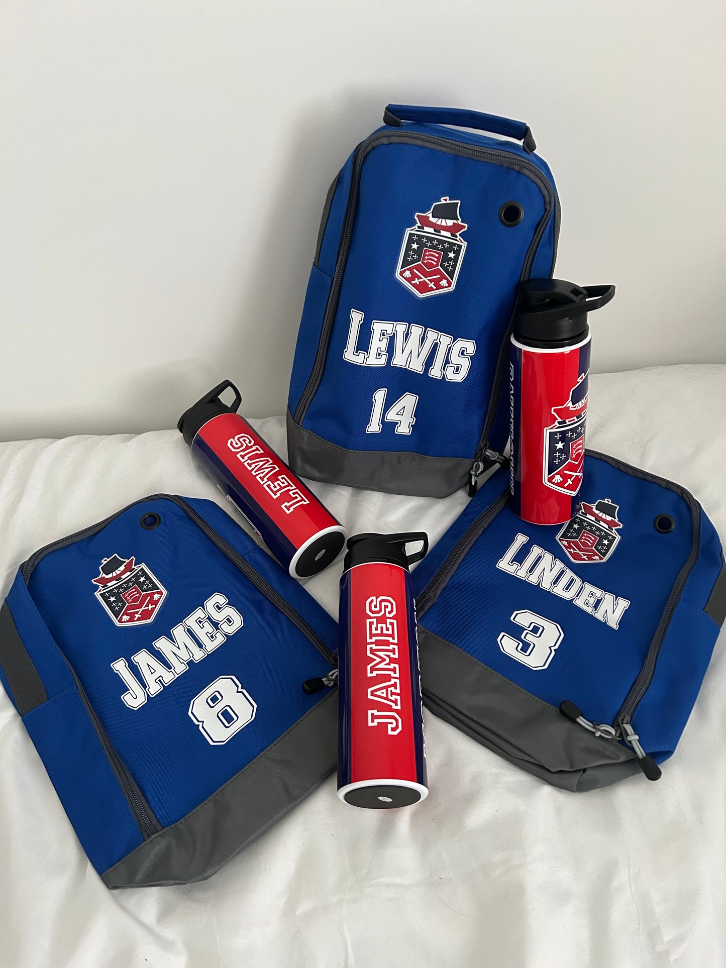 Custom sport bottle and bootbag bundle (in stock but please message to discuss design)