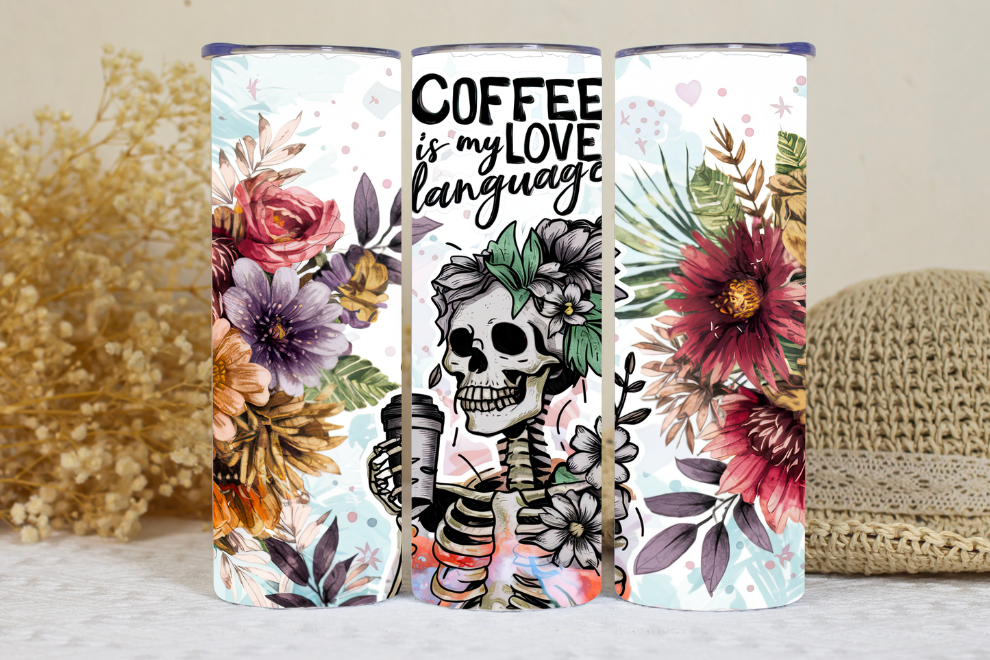 Skeleton coffee 20oz tumbler.