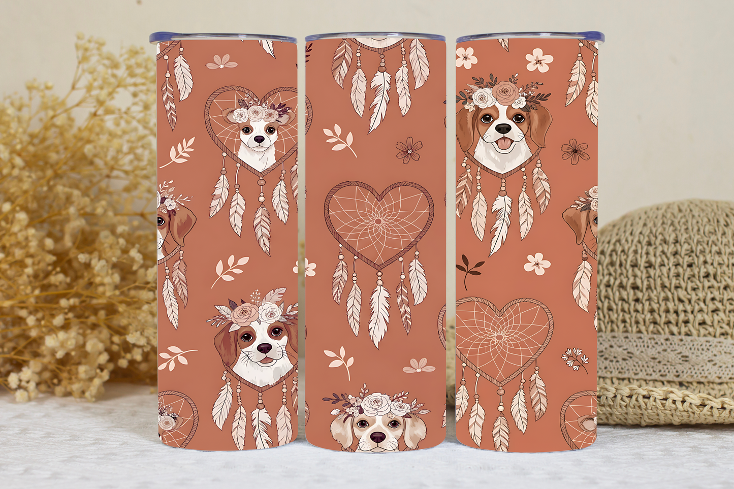 Boho dog hot/cold tumbler.