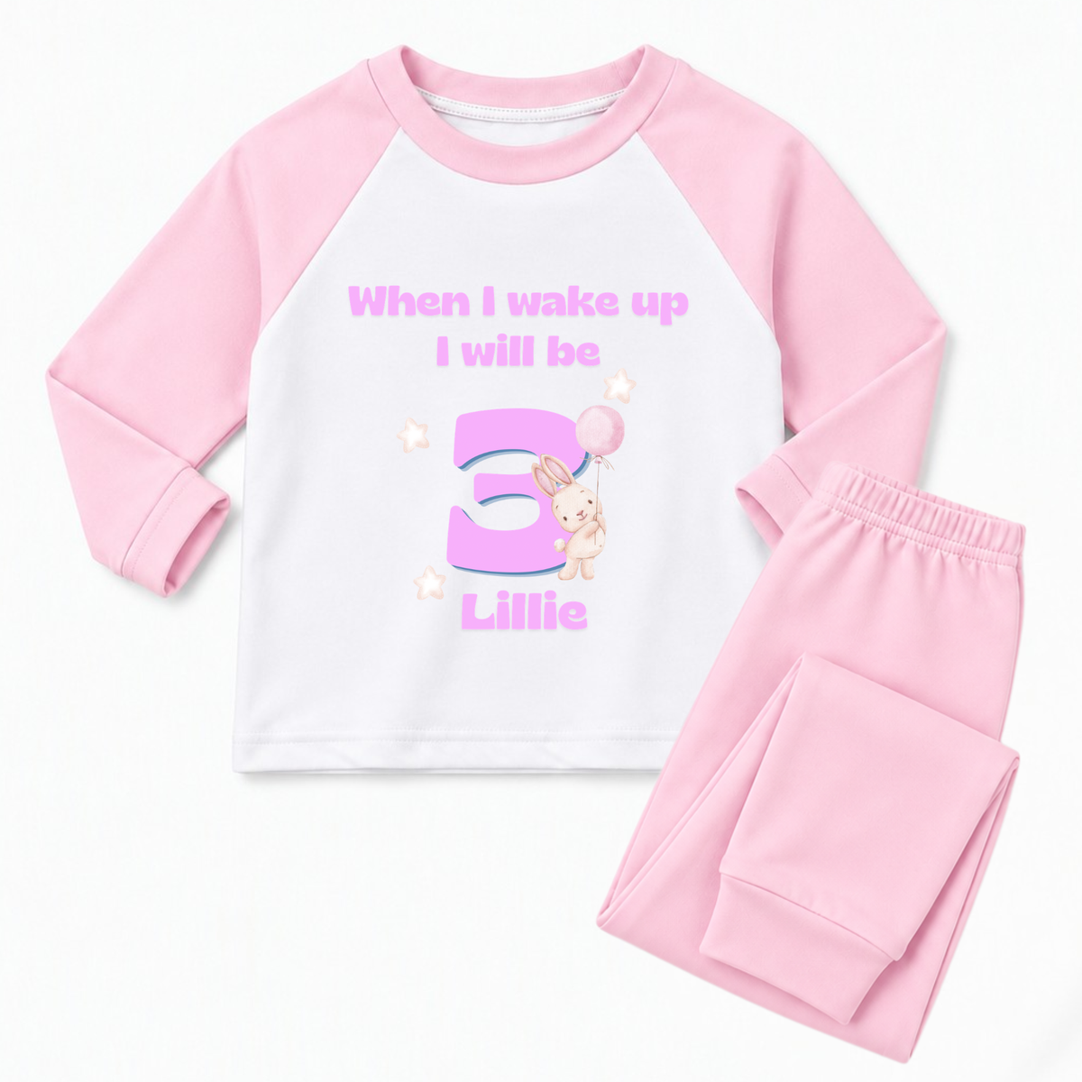 Infants personalised pyjamas trouser set- Pink.