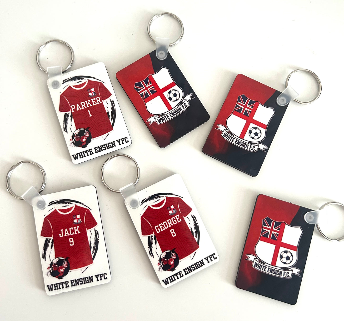 Double sided custom sport keyrings (in stock but please message to discuss design)