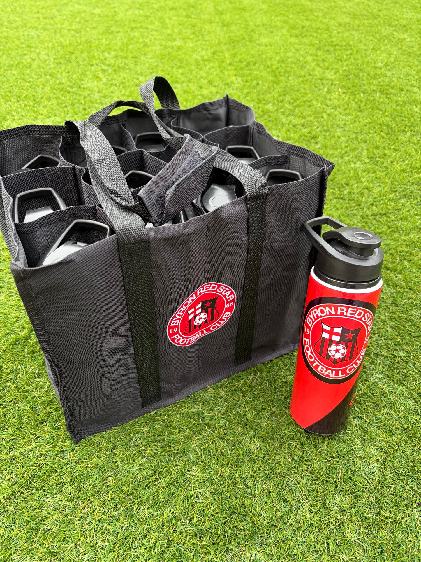 Custom printed club bottle bag.