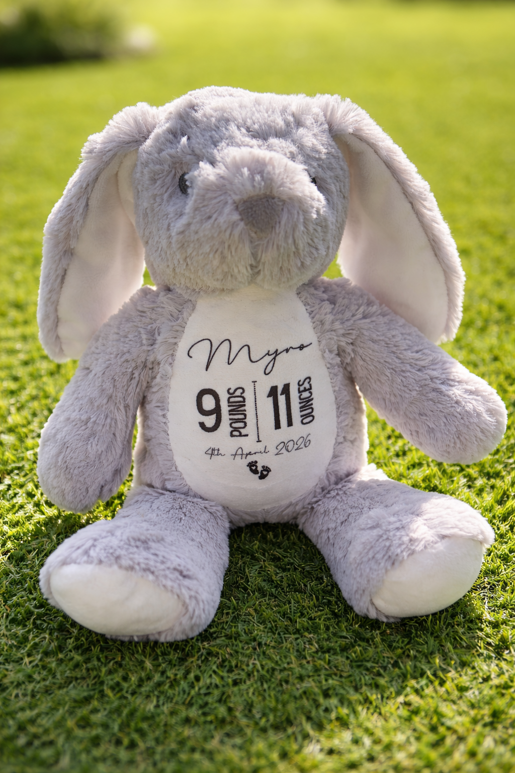 Printed baby bunny keepsake.
