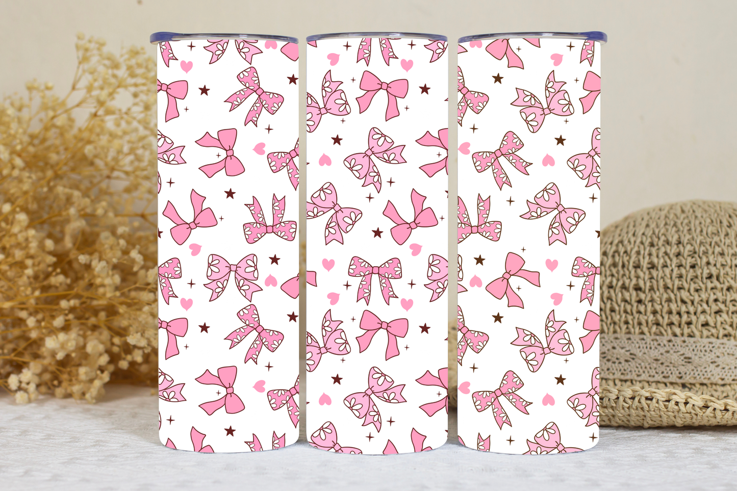 Pink bow 20oz tumbler.