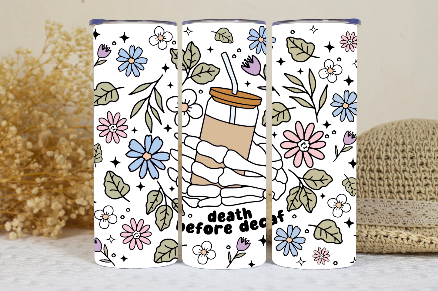 Death before decaf 20oz tumbler.