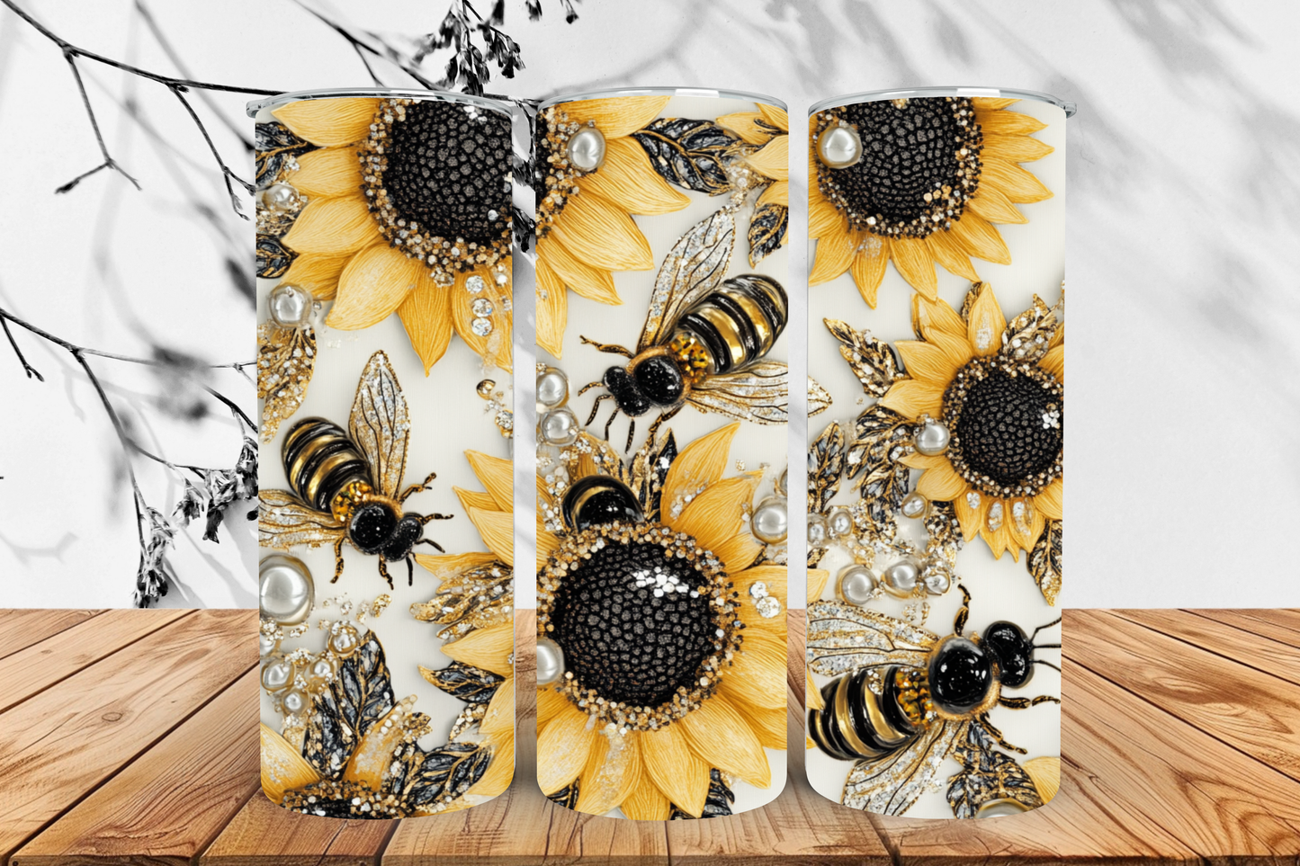 Floral bee 20oz tumbler.