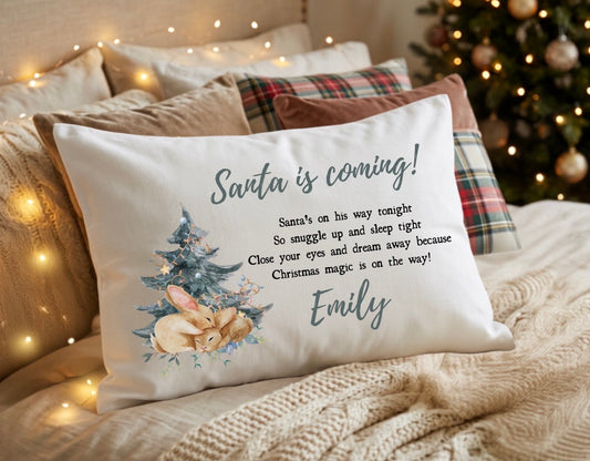 Personalised ‘Santa is coming’ pillow case.