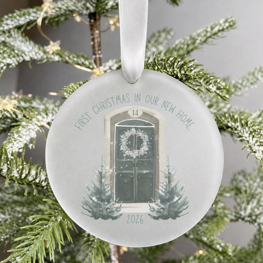 First Christmas in our new home ornament. (Customisable door number)