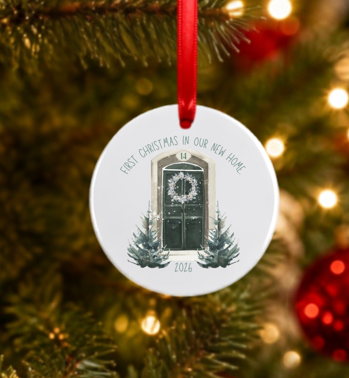 First Christmas in our new home ornament. (Customisable door number)