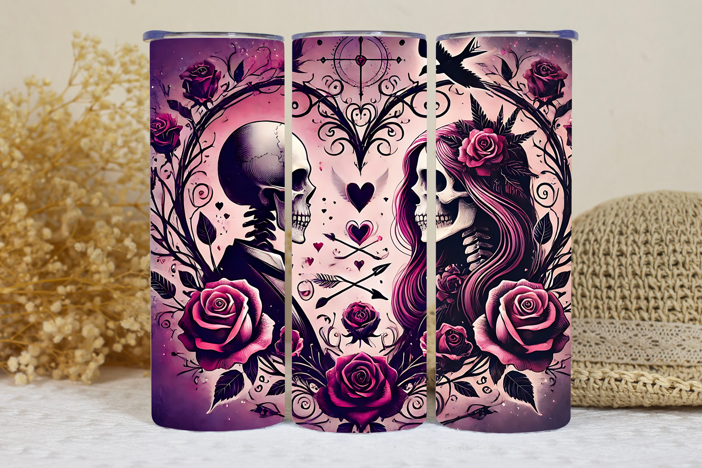 Skull and roses hot/cold tumbler.