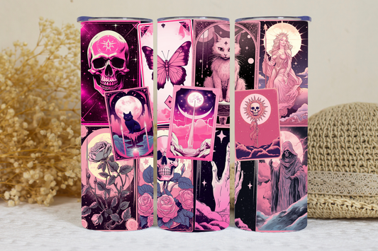 Pink tarot 20oz tumbler.
