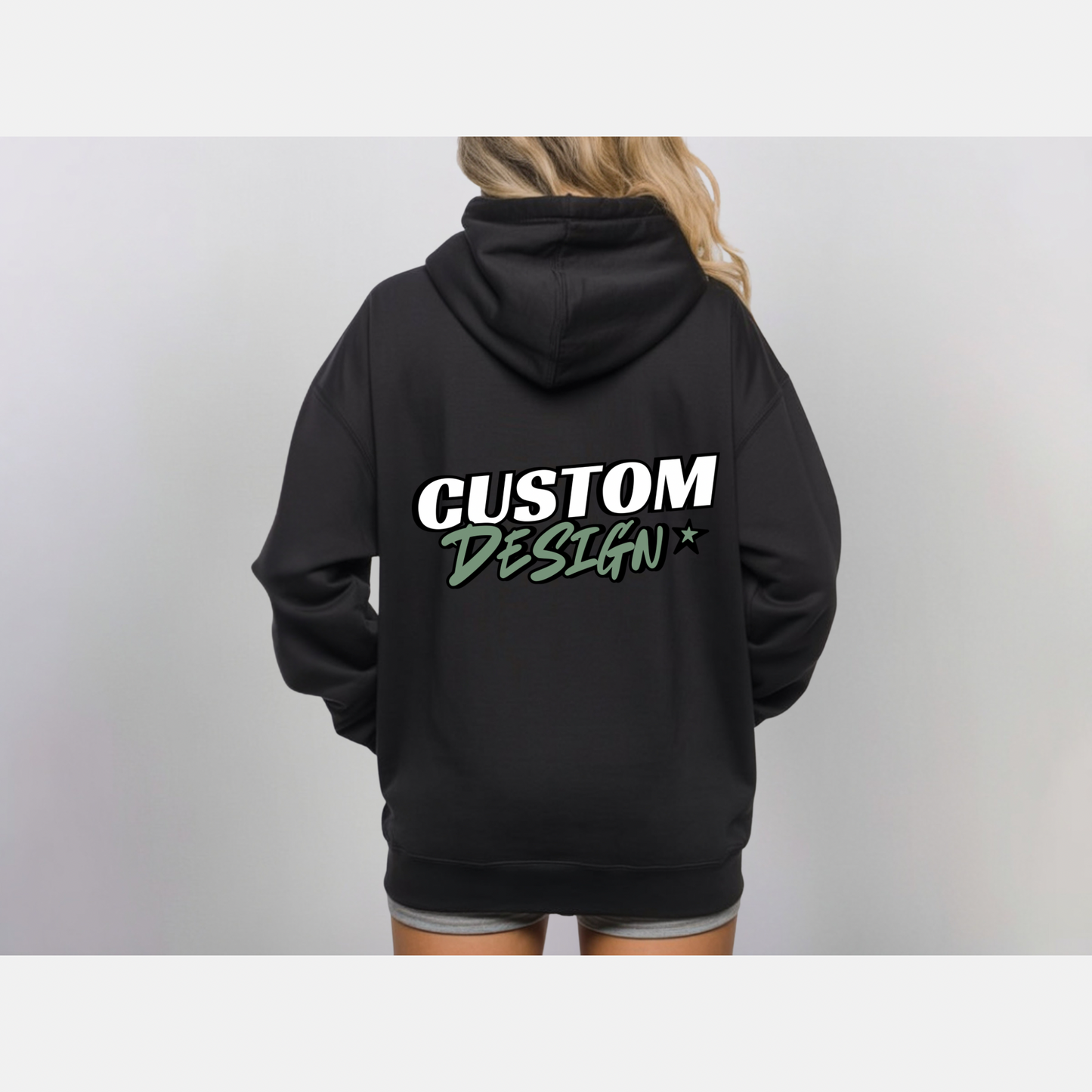 Mid weight - Custom hoody, large back print.