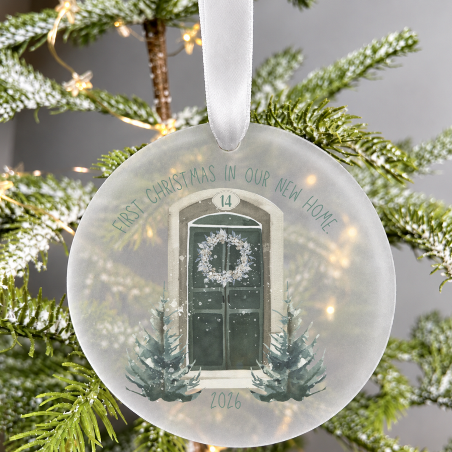 First Christmas in our new home ornament. (Customisable door number)