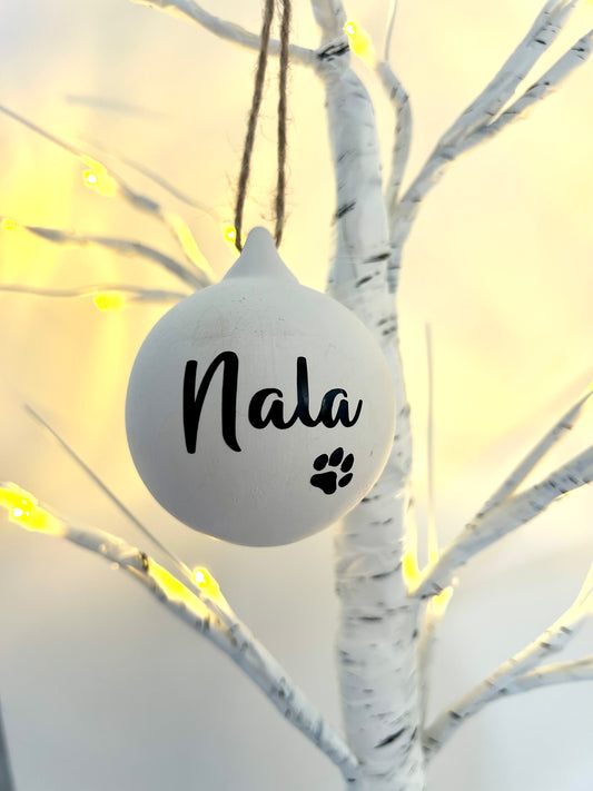 Dog ceramic bauble.