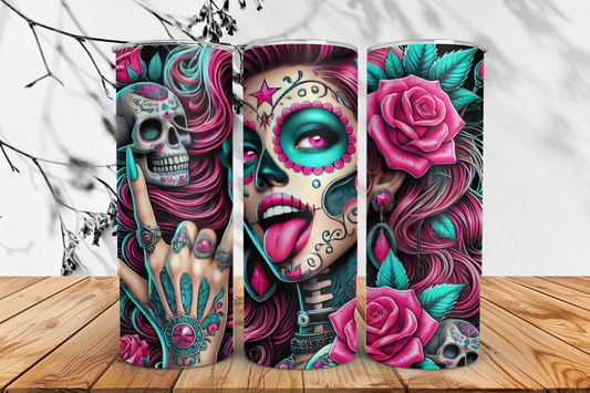 Sugar skull 20oz tumbler.